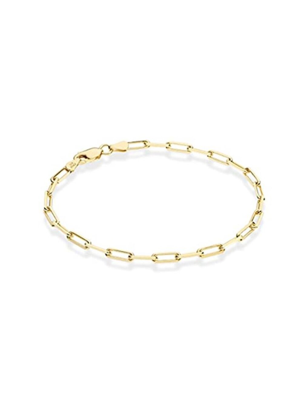 Sterling Silver Paperclip Chain Bracelet 18K Gold Plated Minimalist Unisex Link
